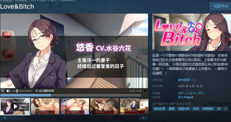 ST4月新作【探索RPG/摄影强X/NTR寝取/官中】爱与婊子（Love&Bitch）V1.1 STEAM官中 PC端 官中版 预览图