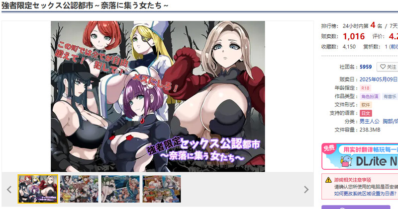 DL5月新作【回合RPG/NTR寝取/汉化】强者限定的性爱合法都市～聚集于深渊的女人们～（強者限定セックス公認都市～奈落に集う女たち～）V1.0 PC端 AI汉化版 预览图